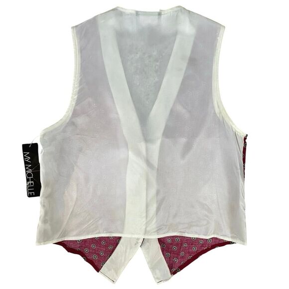 VINTAGE 90’s DEADSTOCK NWT Made USA Women’s Size Large Red Pearl Button Vest - Picture 2 of 13